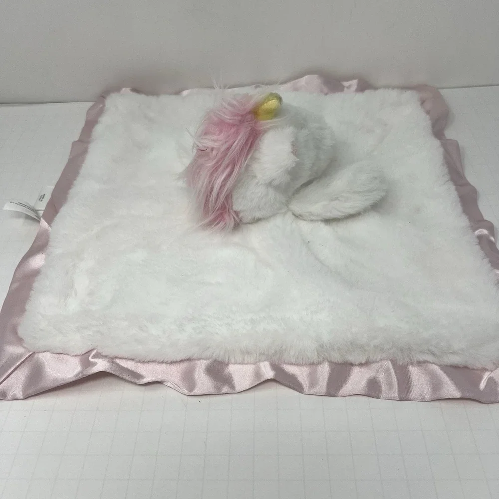 Cloud Island Unicorn Lovey 13 Inch White Pink Satin Trim Security Blanket